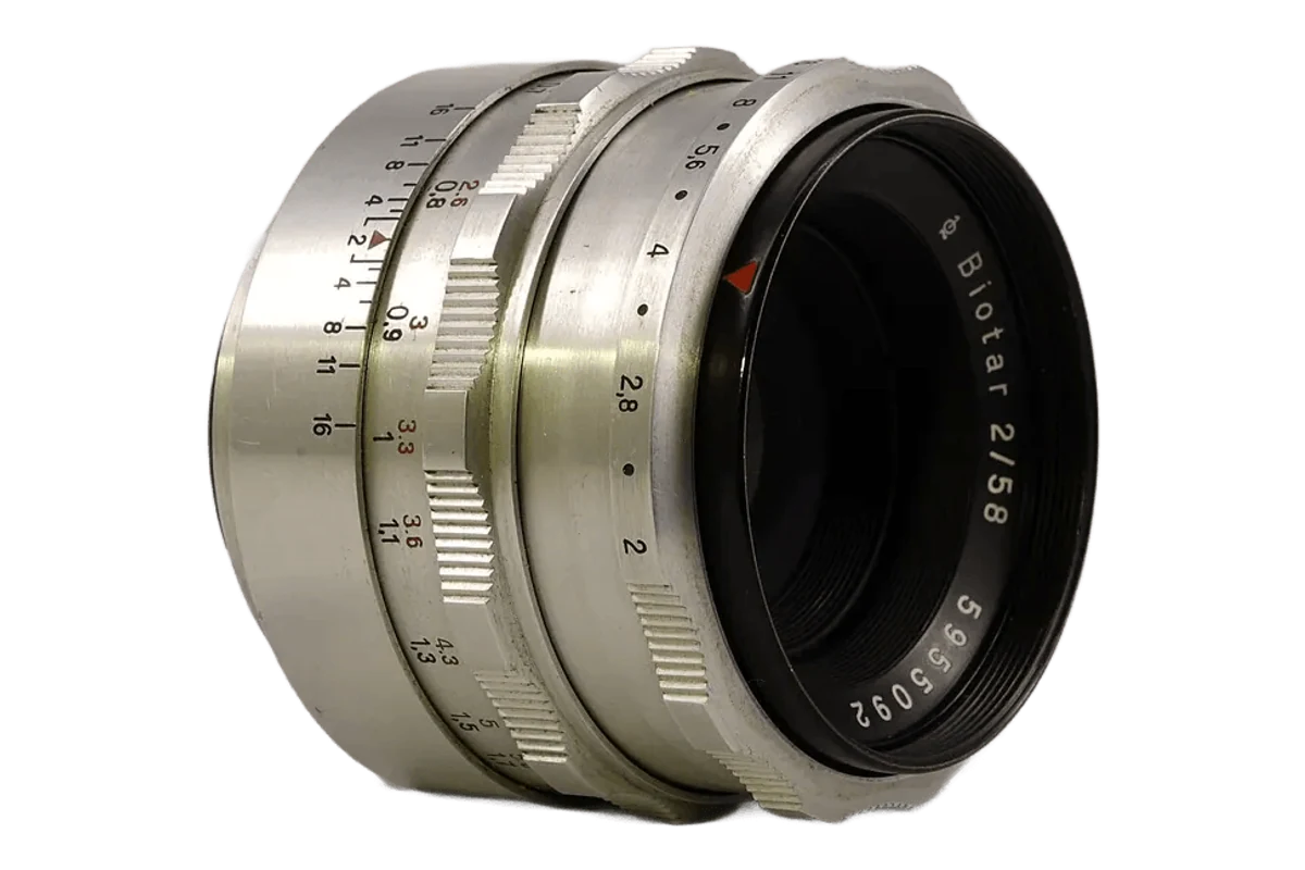 Carl Zeiss Jena Biotar 58mm f/2 V3 · 预设光圈版 的镜身外观参考